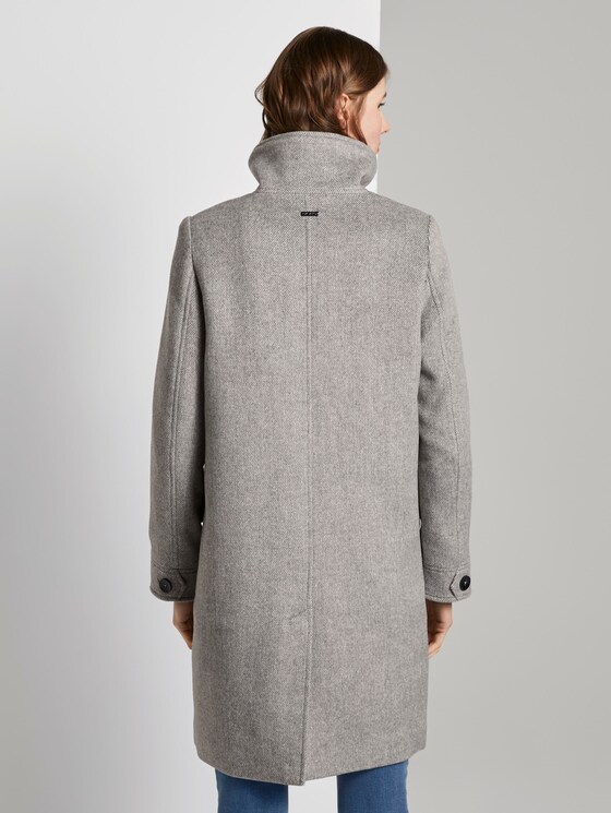 Moderner Mantel mit Stehkragen - Frauen - mid grey twill structure Moderner Mantel mit Stehkragen - Frauen - mid grey twill structure - 2 - TOM TAILOR