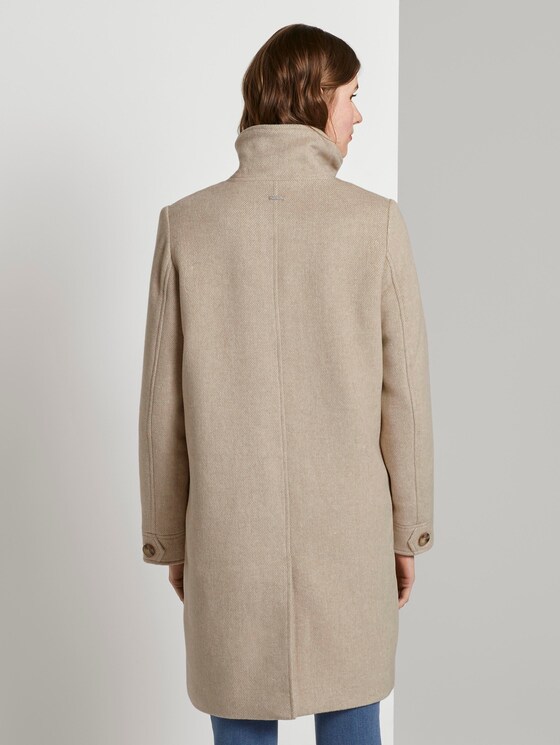 Moderner Mantel mit Stehkragen - Frauen - powder beige twill structure Moderner Mantel mit Stehkragen - Frauen - powder beige twill structure - 2 - TOM TAILOR