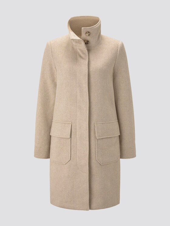 Moderner Mantel mit Stehkragen - Frauen - powder beige twill structure Moderner Mantel mit Stehkragen - Frauen - powder beige twill structure - 7 - TOM TAILOR