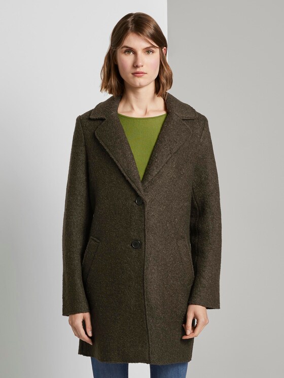 Lockerer Bouclé-Mantel - Frauen - Olive Night Green Lockerer Bouclé-Mantel - Frauen - Olive Night Green - 1 - TOM TAILOR