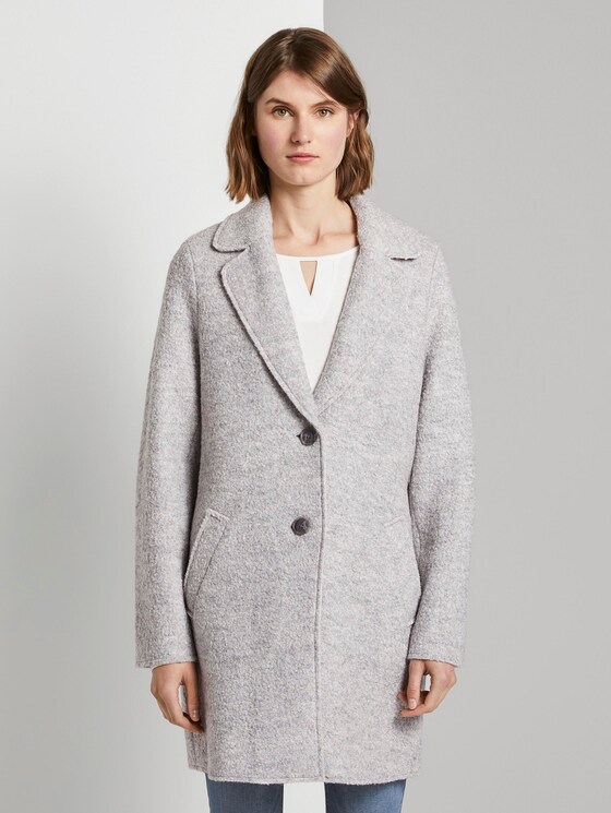 Loose bouclé coat - Women - mid grey melange Loose bouclé coat - Women - mid grey melange - 1 - TOM TAILOR