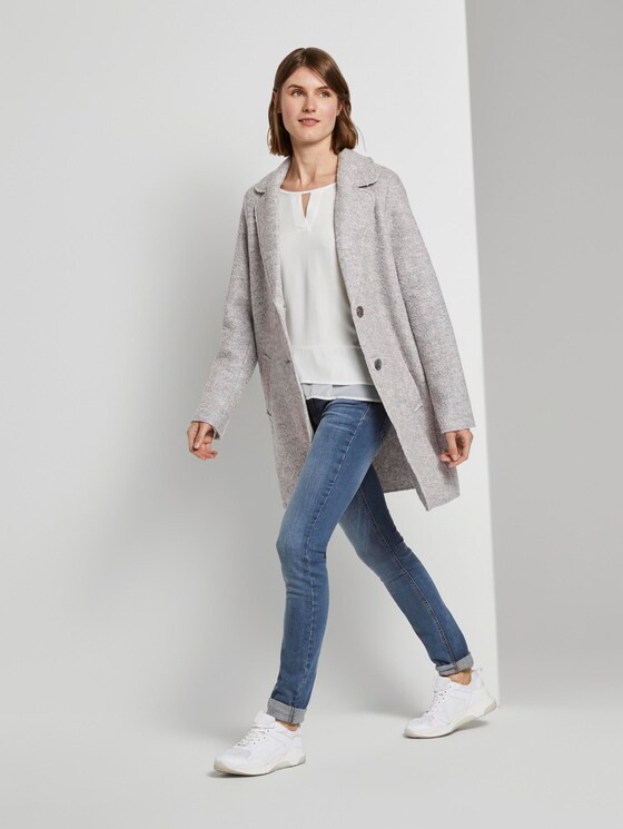 Loose bouclé coat - Women - mid grey melange Loose bouclé coat - Women - mid grey melange - 3 - TOM TAILOR