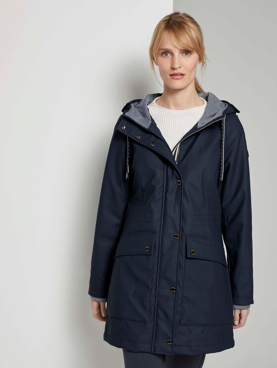 Beschichtete Regenjacke mit Kapuze - Frauen - Sky Captain Blue Beschichtete Regenjacke mit Kapuze - Frauen - Sky Captain Blue - 1 - TOM TAILOR