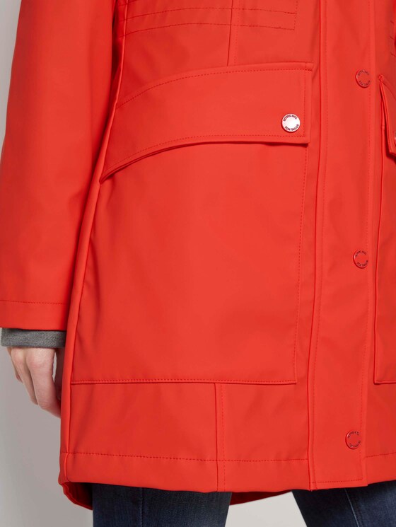 Coated rain jacket with a hood - Women - Strong Red Coated rain jacket with a hood - Women - Strong Red - 10 - TOM TAILOR