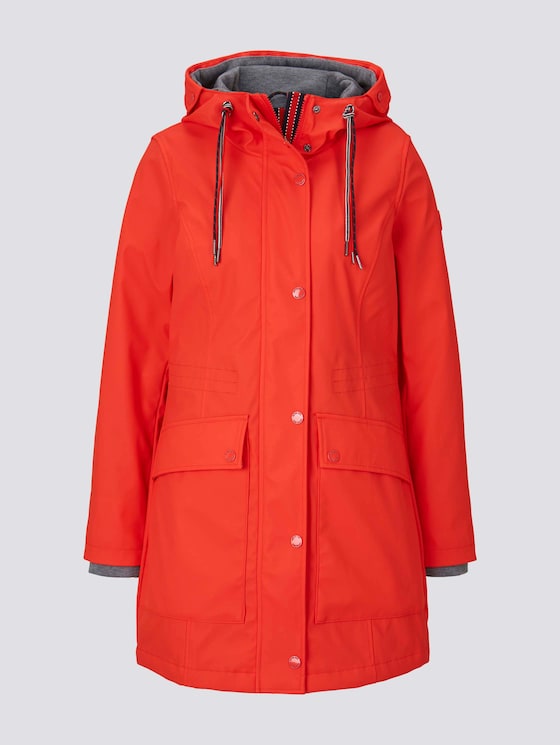 Coated rain jacket with a hood - Women - Strong Red Coated rain jacket with a hood - Women - Strong Red - 7 - TOM TAILOR