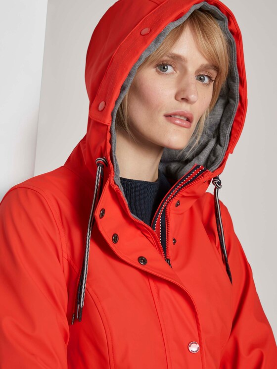 Coated rain jacket with a hood - Women - Strong Red Coated rain jacket with a hood - Women - Strong Red - 9 - TOM TAILOR