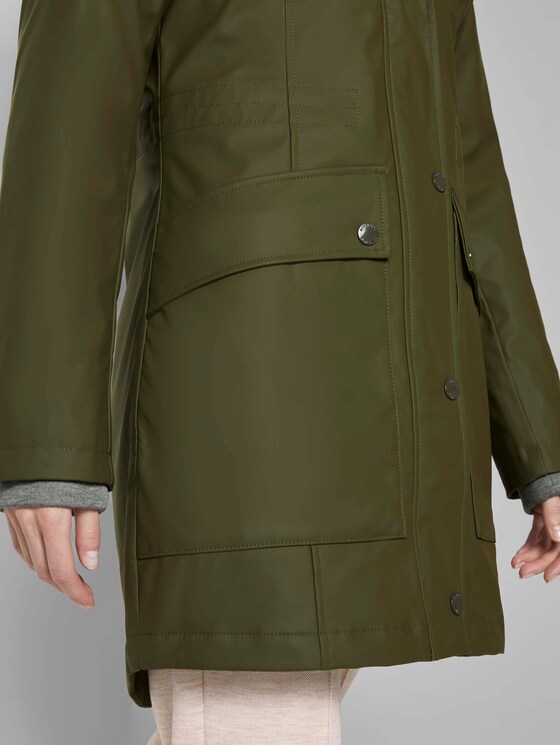 Coated rain jacket with a hood - Women - Olive Night Green Coated rain jacket with a hood - Women - Olive Night Green - 10 - TOM TAILOR
