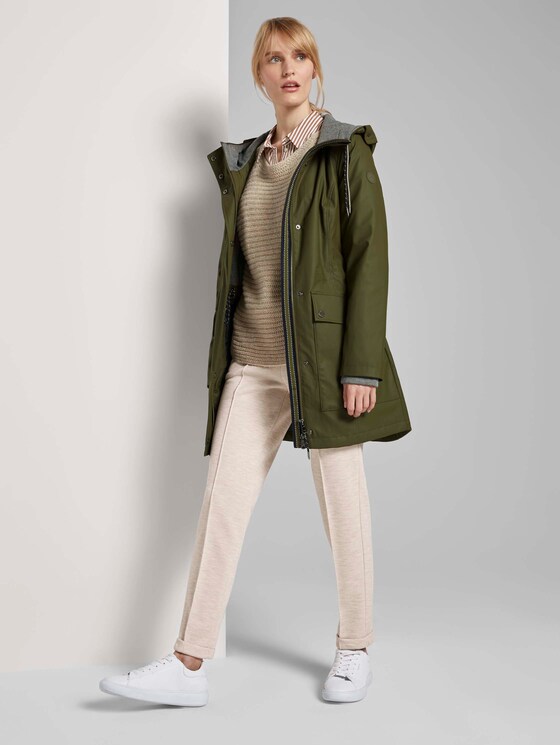 Coated rain jacket with a hood - Women - Olive Night Green Coated rain jacket with a hood - Women - Olive Night Green - 3 - TOM TAILOR