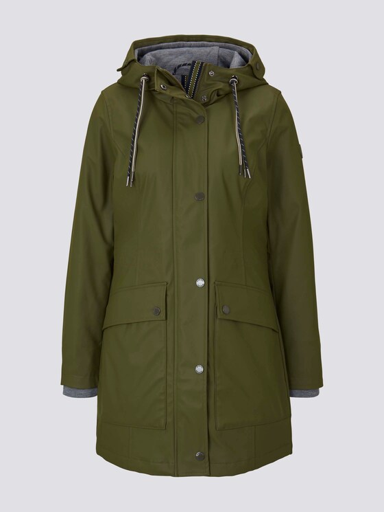 Coated rain jacket with a hood - Women - Olive Night Green Coated rain jacket with a hood - Women - Olive Night Green - 7 - TOM TAILOR