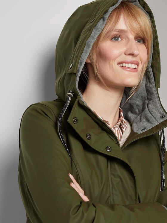 Coated rain jacket with a hood - Women - Olive Night Green Coated rain jacket with a hood - Women - Olive Night Green - 9 - TOM TAILOR