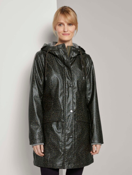 Beschichtete Regenjacke mit Kapuze - Frauen - green abstract design Beschichtete Regenjacke mit Kapuze - Frauen - green abstract design - 1 - TOM TAILOR
