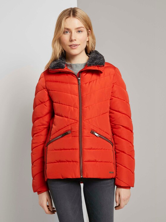 Steppjacke mit Fellkragen - Frauen - Strong Red Steppjacke mit Fellkragen - Frauen - Strong Red - 1 - TOM TAILOR