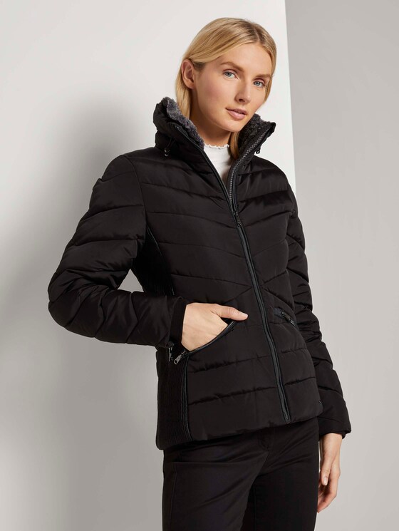 Steppjacke mit Fellkragen - Frauen - Deep Black Steppjacke mit Fellkragen - Frauen - Deep Black - 1 - TOM TAILOR