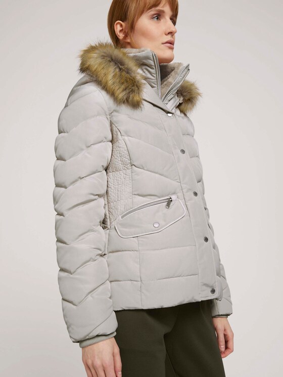 Pufferjacke mit Kunstfell-Kapuze - Frauen - dusty alabaster Pufferjacke mit Kunstfell-Kapuze - Frauen - dusty alabaster - 10 - TOM TAILOR