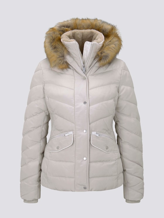 Pufferjacke mit Kunstfell-Kapuze - Frauen - dusty alabaster Pufferjacke mit Kunstfell-Kapuze - Frauen - dusty alabaster - 7 - TOM TAILOR