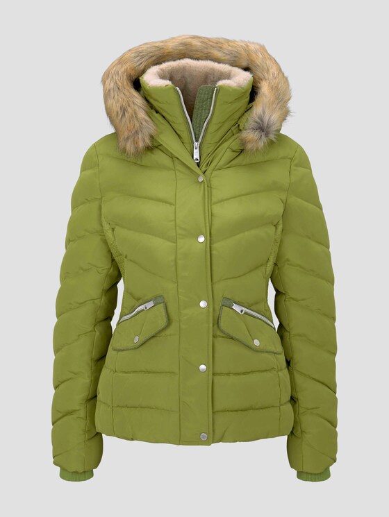 Pufferjacke mit Kunstfell-Kapuze - Frauen - wood green Pufferjacke mit Kunstfell-Kapuze - Frauen - wood green - 7 - TOM TAILOR