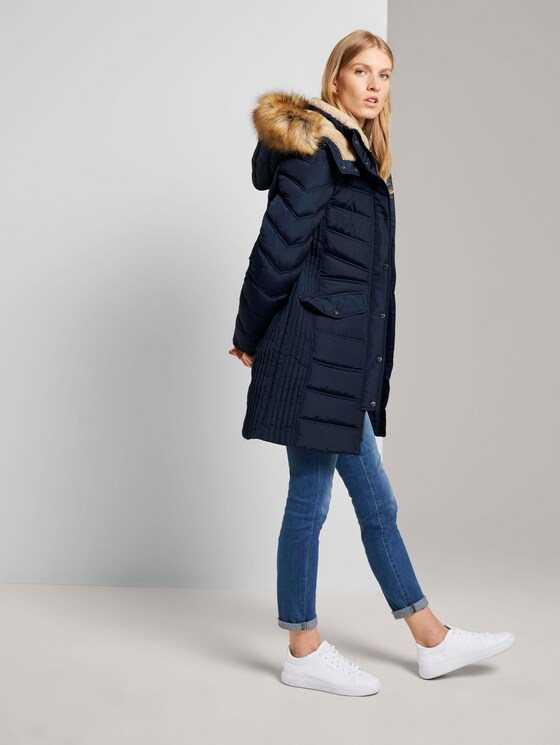 Lange Pufferjacke mit Fellbesatz - Frauen - Sky Captain Blue Lange Pufferjacke mit Fellbesatz - Frauen - Sky Captain Blue - 3 - TOM TAILOR