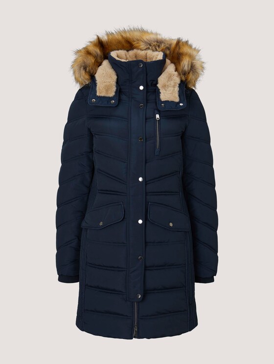 Lange Pufferjacke mit Fellbesatz - Frauen - Sky Captain Blue Lange Pufferjacke mit Fellbesatz - Frauen - Sky Captain Blue - 7 - TOM TAILOR