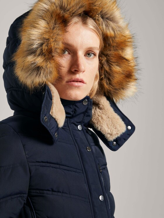 Lange Pufferjacke mit Fellbesatz - Frauen - Sky Captain Blue Lange Pufferjacke mit Fellbesatz - Frauen - Sky Captain Blue - 9 - TOM TAILOR