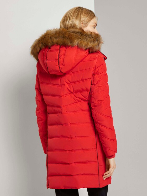 Lange Pufferjacke mit Fellbesatz - Frauen - Strong Red Lange Pufferjacke mit Fellbesatz - Frauen - Strong Red - 2 - TOM TAILOR