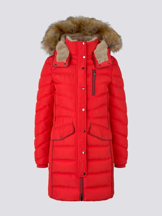 Lange Pufferjacke mit Fellbesatz - Frauen - Strong Red Lange Pufferjacke mit Fellbesatz - Frauen - Strong Red - 7 - TOM TAILOR