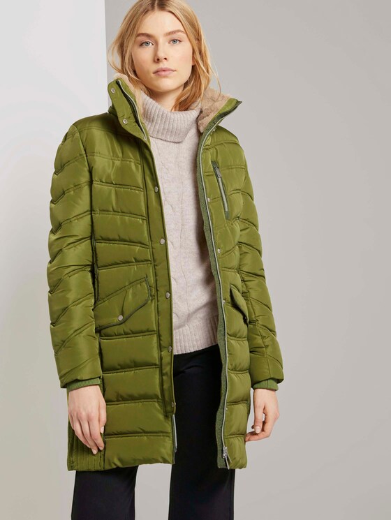 Lange Pufferjacke mit Fellbesatz - Frauen - wood green Lange Pufferjacke mit Fellbesatz - Frauen - wood green - 5 - TOM TAILOR