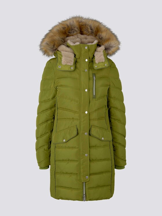 Lange Pufferjacke mit Fellbesatz - Frauen - wood green Lange Pufferjacke mit Fellbesatz - Frauen - wood green - 7 - TOM TAILOR