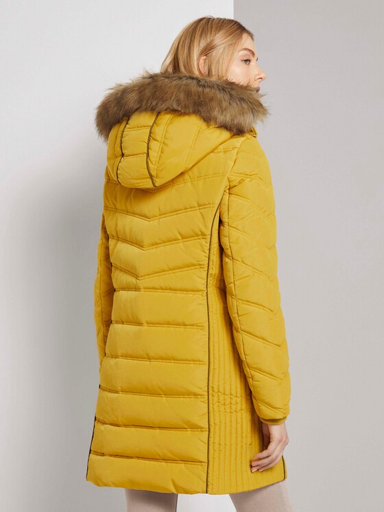 Lange Pufferjacke mit Fellbesatz - Frauen - california sand yellow Lange Pufferjacke mit Fellbesatz - Frauen - california sand yellow - 2 - TOM TAILOR