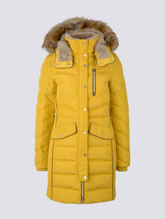 Lange Pufferjacke mit Fellbesatz - Frauen - california sand yellow Lange Pufferjacke mit Fellbesatz - Frauen - california sand yellow - 7 - TOM TAILOR