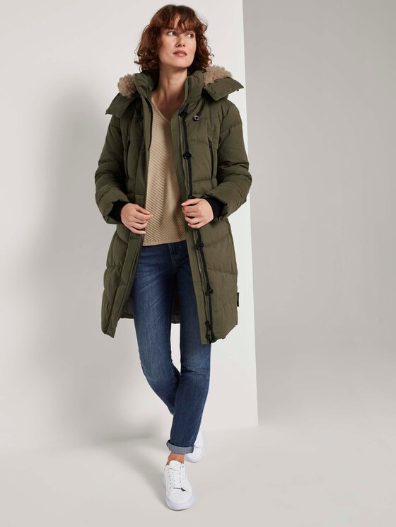 Pufferjacke mit Fellkragen - Frauen - Olive Night Green Pufferjacke mit Fellkragen - Frauen - Olive Night Green - 3 - TOM TAILOR