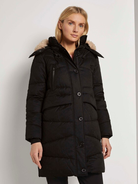 Pufferjacke mit Fellkragen - Frauen - Deep Black Pufferjacke mit Fellkragen - Frauen - Deep Black - 1 - TOM TAILOR