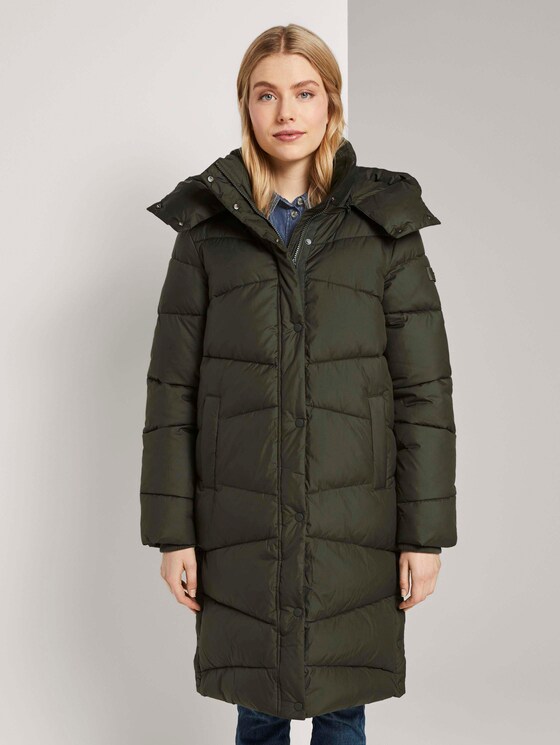 Maxi Puffermantel - Frauen - Dark Rosin Green Maxi Puffermantel - Frauen - Dark Rosin Green - 1 - TOM TAILOR