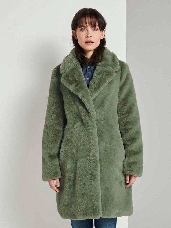 Weicher Faux-Fur Mantel - Frauen - greyish green Weicher Faux-Fur Mantel - Frauen - greyish green - 1 - TOM TAILOR