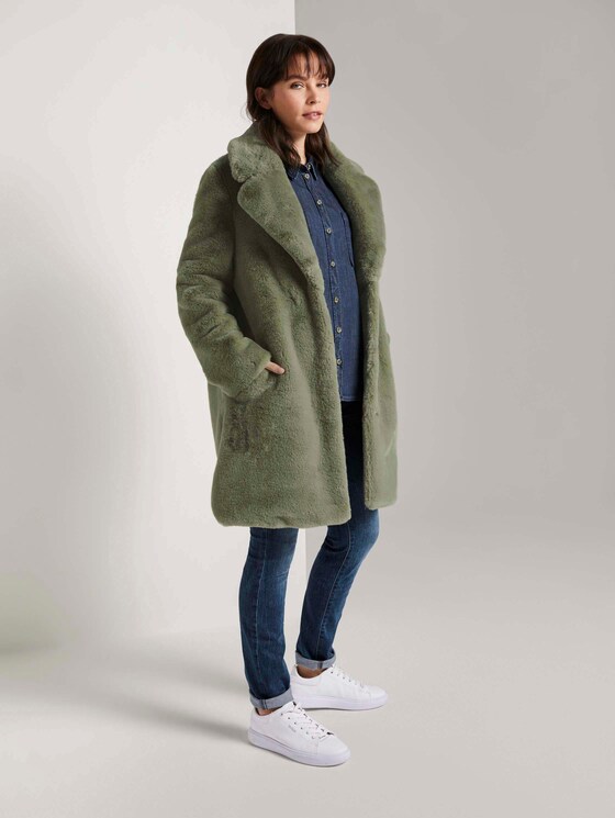 Weicher Faux-Fur Mantel - Frauen - greyish green Weicher Faux-Fur Mantel - Frauen - greyish green - 3 - TOM TAILOR