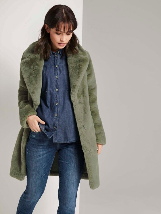 Weicher Faux-Fur Mantel - Frauen - greyish green Weicher Faux-Fur Mantel - Frauen - greyish green - 5 - TOM TAILOR