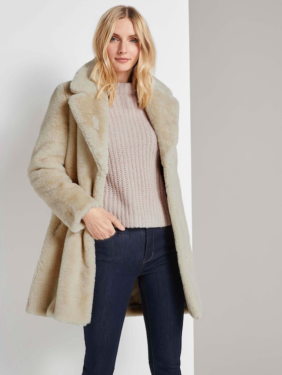 Soft faux fur coat - Women - warm sand beige - 5 - TOM TAILOR