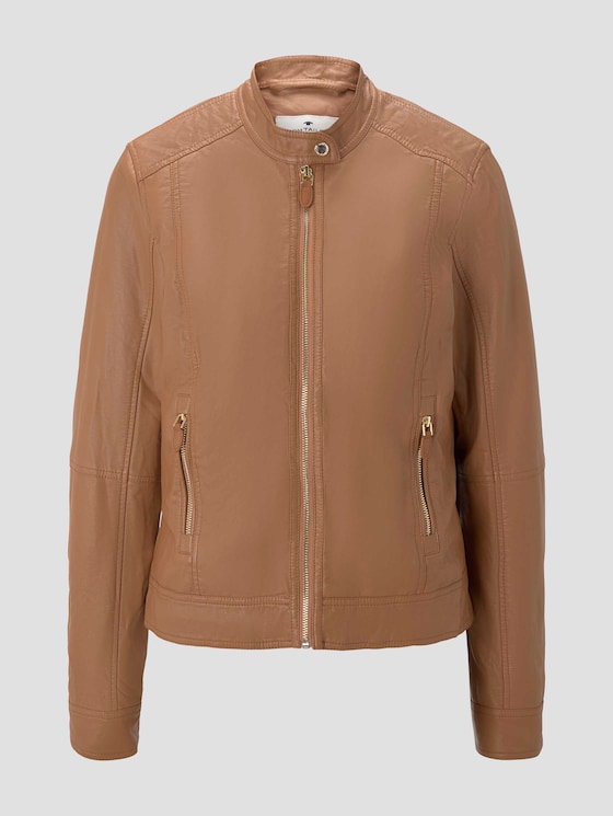 Faux leather biker jacket - Women - light chestnut Faux leather biker jacket - Women - light chestnut - 7 - TOM TAILOR