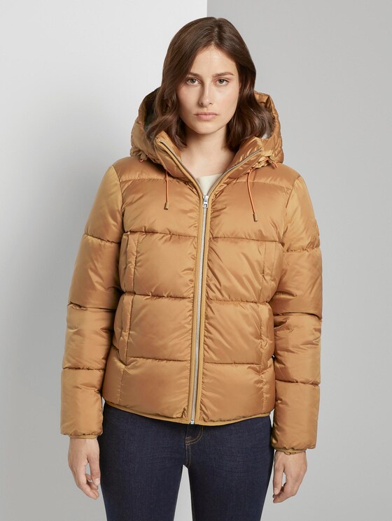 Kurze Pufferjacke mit Kapuze - Frauen - fudge brown Kurze Pufferjacke mit Kapuze - Frauen - fudge brown - 1 - TOM TAILOR Denim