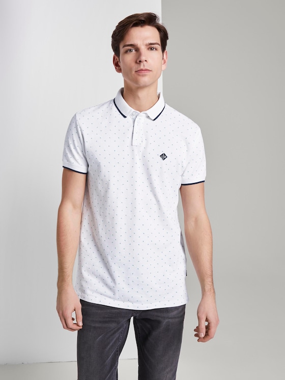 Polo shirt with an all-over print - Men - white blue mint triangle print Polo shirt with an all-over print - Men - white blue mint triangle print - 5 - TOM TAILOR Denim