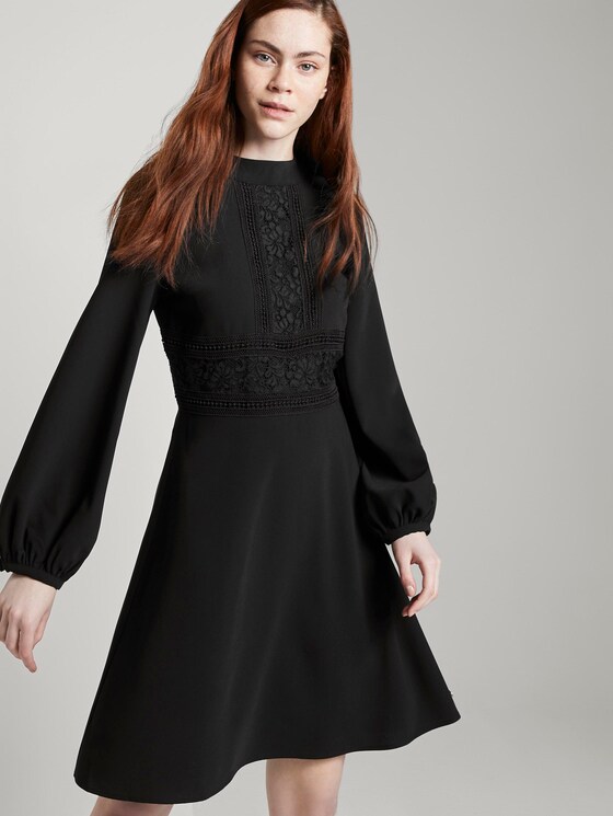 Dress with lace details - Women - Deep Black - 5 - TOM TAILOR Denim
