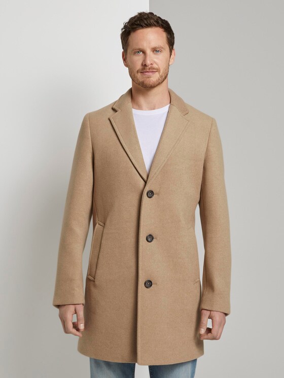 Klassischer Wollmantel - Männer - beige wool structure Klassischer Wollmantel - Männer - beige wool structure - 1 - TOM TAILOR