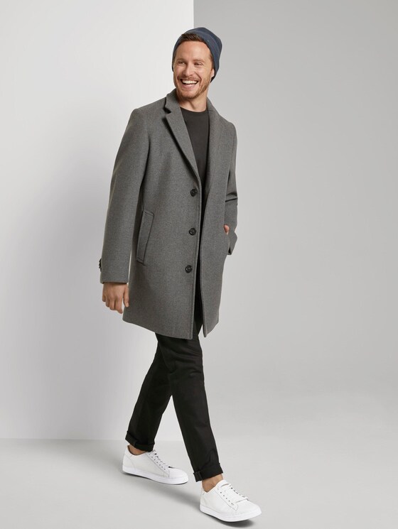Klassischer Wollmantel - Männer - mid grey wool structure Klassischer Wollmantel - Männer - mid grey wool structure - 3 - TOM TAILOR