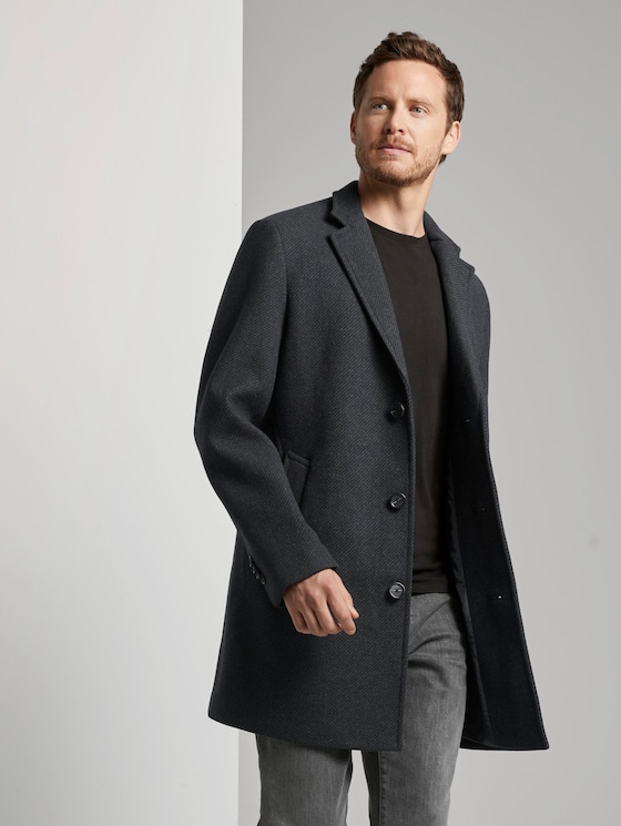 Classic wool coat - Men - navy blue structure Classic wool coat - Men - navy blue structure - 5 - TOM TAILOR