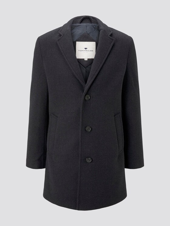Classic wool coat - Men - navy blue structure Classic wool coat - Men - navy blue structure - 7 - TOM TAILOR