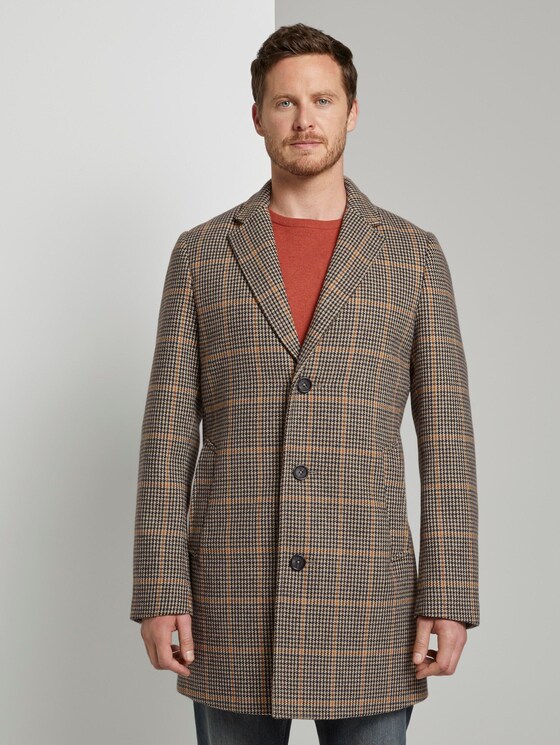Klassischer Wollmantel - Männer - beige multi houndstooth Klassischer Wollmantel - Männer - beige multi houndstooth - 1 - TOM TAILOR
