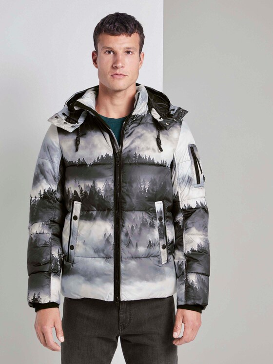 Pufferjacke mit Kapuze - Männer - foggy tree print Pufferjacke mit Kapuze - Männer - foggy tree print - 1 - TOM TAILOR