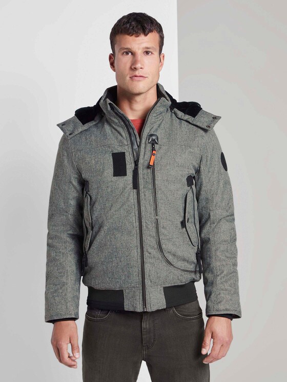 Blousonjacke mit Reißverschlussdetails - Männer - grey wool structure Blousonjacke mit Reißverschlussdetails - Männer - grey wool structure - 1 - TOM TAILOR