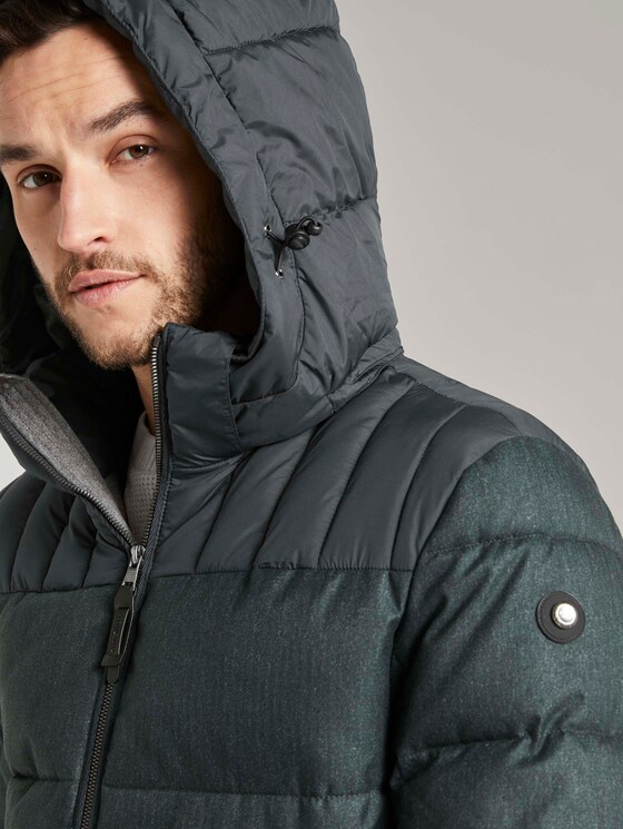 Pufferjacke mit Kapuze - Männer - green wool structure Pufferjacke mit Kapuze - Männer - green wool structure - 9 - TOM TAILOR