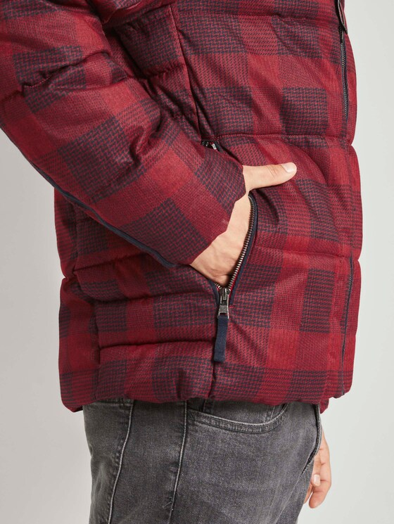 Puffer jas met hoodie - Mannen - red printed check design Puffer jas met hoodie - Mannen - red printed check design - 10 - TOM TAILOR