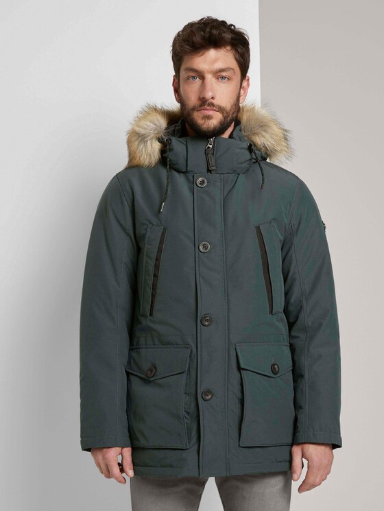 Lange Winterjacke mit Fellkragen - Männer - Dark Gable Green Lange Winterjacke mit Fellkragen - Männer - Dark Gable Green - 1 - TOM TAILOR